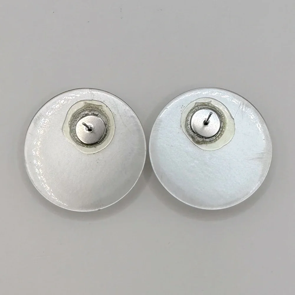 VINTAGE Large Pearl Acrylic Button Earrings